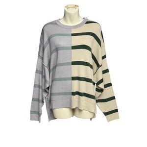 Wishlist S/M Striped Gray and Green Sweater NWT dolman sleeves